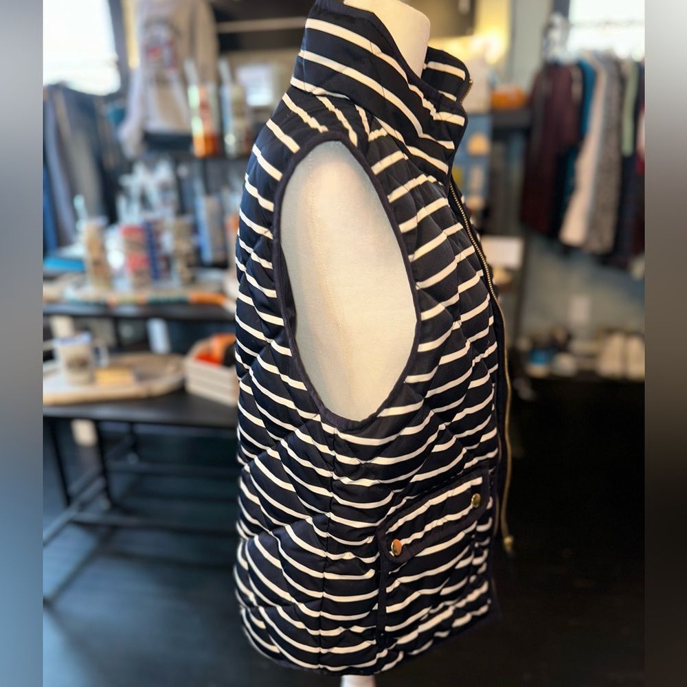 J. Crew (Small) Navy Blue Striped Vest Jacket - Picture 3 of 6